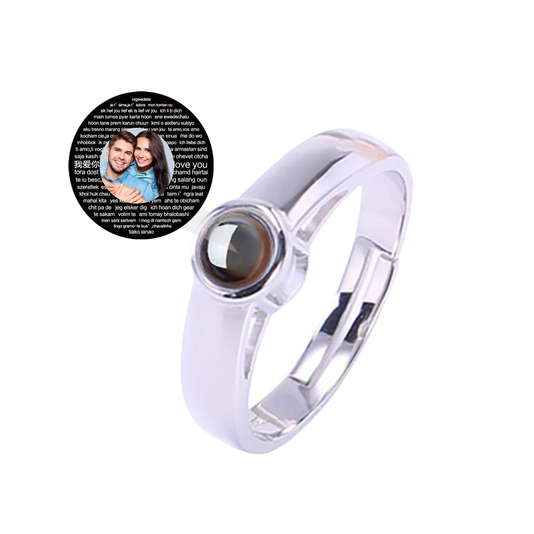 Personalized Custom photo Projection Ring 925 Sterling Silver Jewelry Rings Adjustable Ring Personality Gift for Women Couple Mother Birthday mother day Valentine Jewelry Gift