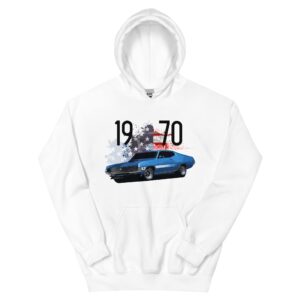 JG Infinite 1970 Torino GT Fastback Muscle Car Unisex Hoodie White