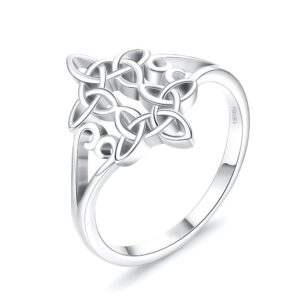 MUSECLOUD 925 Sterling Silver Celtic Knot Ring for Women Eternity Wedding Band Good Luck Promise Engagement Ring Jewelry Size 7