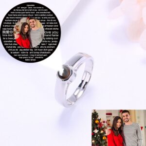 Personalized Custom photo Projection Ring 925 Sterling Silver Jewelry Rings Adjustable Ring Personality Gift for Women Couple Mother Birthday mother day Valentine Jewelry Gift