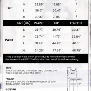 PRETTYGARDEN Womens Summer Casual Two Piece Outfits Sweatsuits Tank Scoop Neck Ribbed Knit Long Pants Tracksuits(Black, Medium)