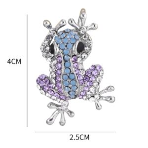 Guoshang Women Crystal Frog Brooch Pin Forg Rhinestone Lapel Pin for Coats Jackets Sweaters Accessories,Blue,1 Pc