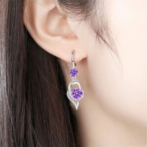 925 Sterling Silver Dangle Earrings for Women Nickel Free Hypoallergenic Earrings for Women Trendy Fashion Heart Dangle Drop Sparkly Crystal Earrings for Women