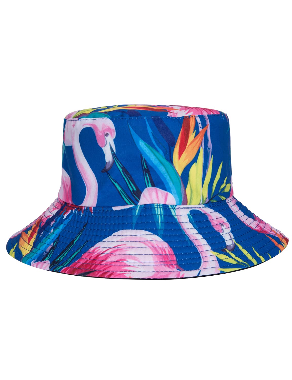 TUNEVUSE Mens Hawaiian Shirts and Shorts Set 2 Pieces Beach Outfits Flamingo Print Summer Tropical Suit with Bucket Hats Blue XX-Large