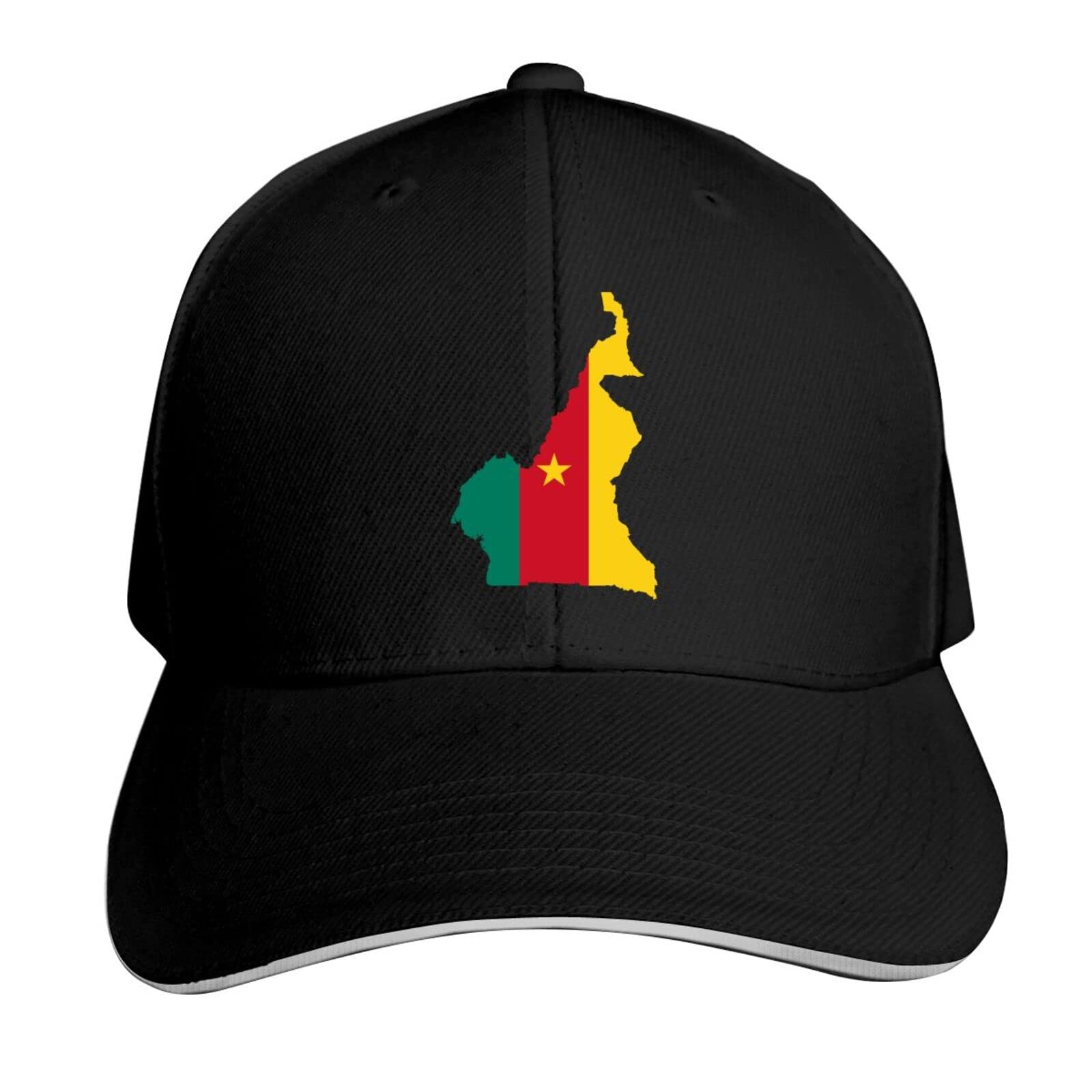 Cameroon Flag Vintage Mens and Womens Comfortable Practical Hip hop caps Black