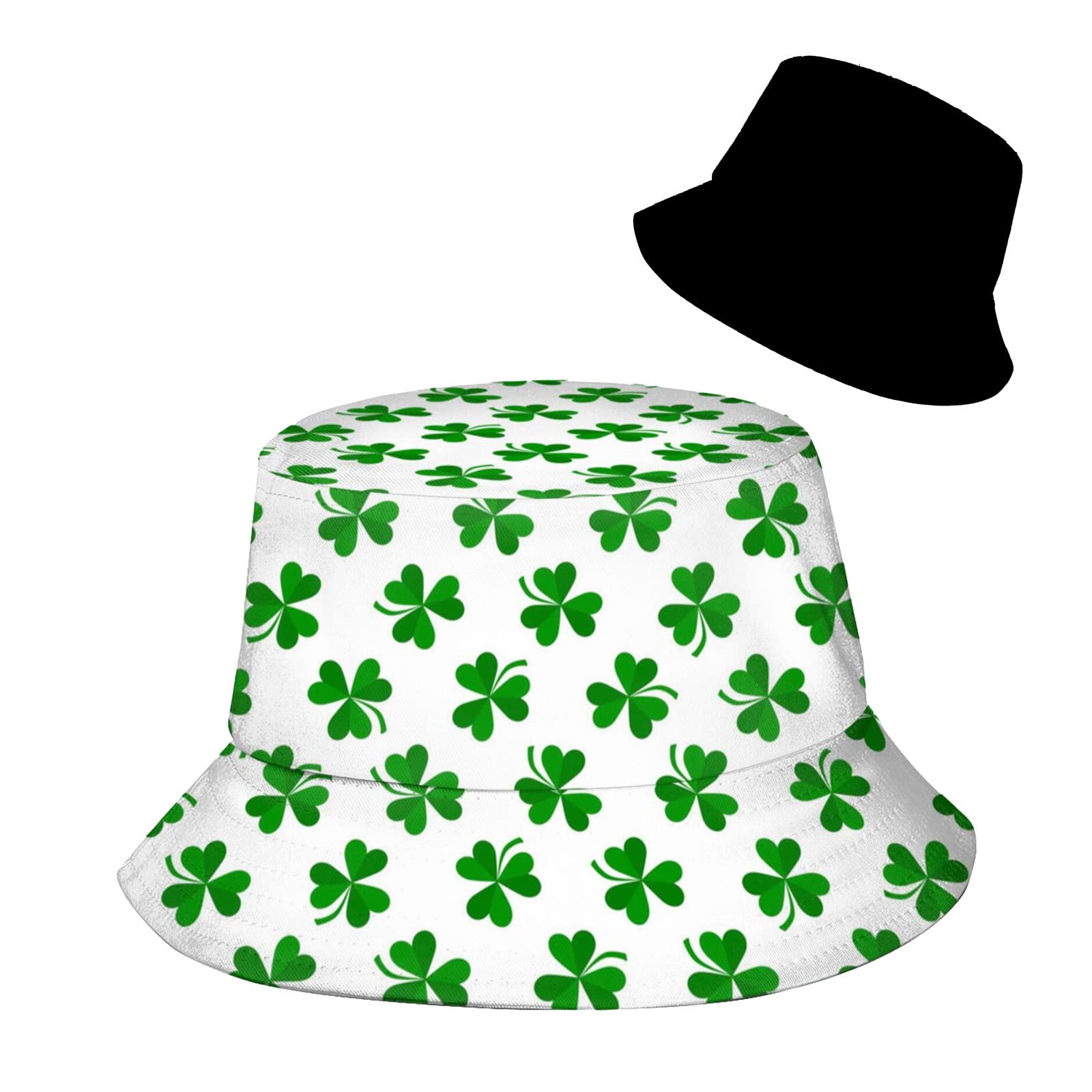 Green Shine Saint Patrick Day Clover Bucket Hat for Unisex Women Men Fisherman Hat Foldable Summer Beach Sun Hats Outdoor Travel Cap