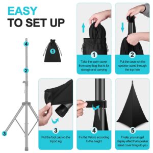 OUKMIC Speaker Stand Cover, DJ Speaker Stretch Cover Black, 360 Degree Speaker Stand Tripod Cover Skirt with Storage Bag for Stage Gig, Wedding and Banquet Event- 2 Pack