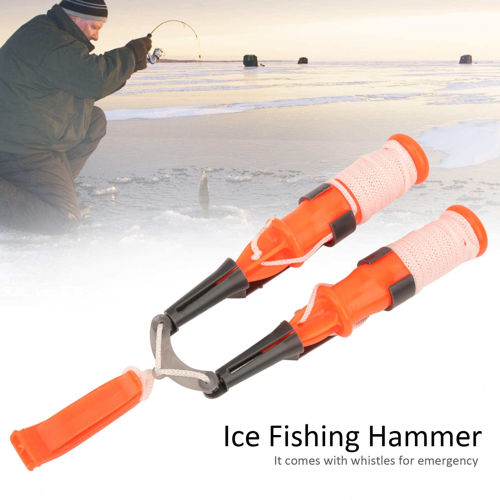 Wene Ice Safety Picks, Ice Hammer, Plastic with for Fishing Outdoor Angler Fishing Lover