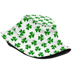 Green Shine Saint Patrick Day Clover Bucket Hat for Unisex Women Men Fisherman Hat Foldable Summer Beach Sun Hats Outdoor Travel Cap