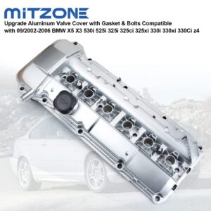 MITZONE Upgrade Aluminum Valve Cover kit Compatible with 2002-2006 BMW X5 X3 530i 525i 325i 325ci 325xi 330i 330xi 330Ci z4 Replace 11127512839