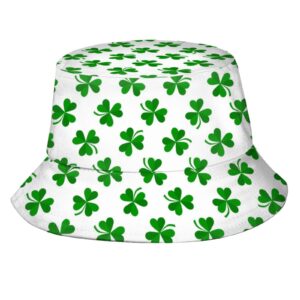 green shine saint patrick day clover bucket hat for unisex women men fisherman hat foldable summer beach sun hats outdoor travel cap