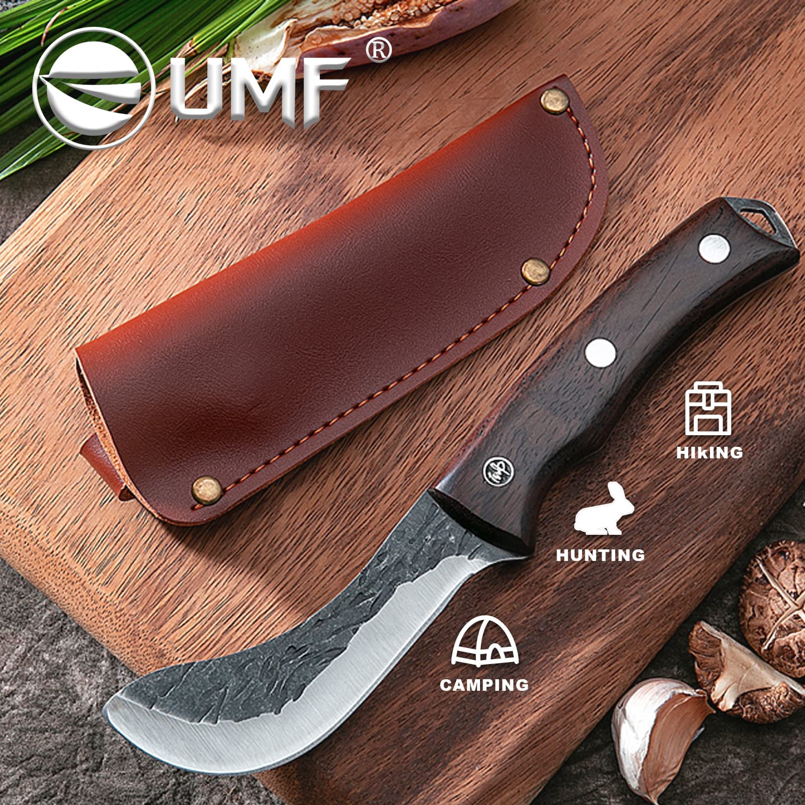 UMF Skinning Knife Deer Wide Skinning Knives Field Dress Knife with Sheath Fixed Blade Knives for Hunting Deer and Butchering