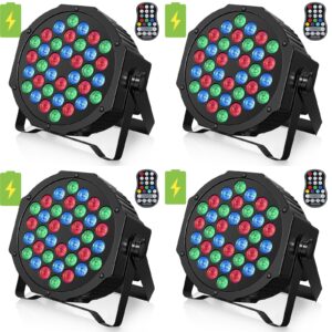 rechargeable par lights 36w rgb battery powered, wireless led par lights dj uplights sound activated remote control for wedding events club party church stage lighting