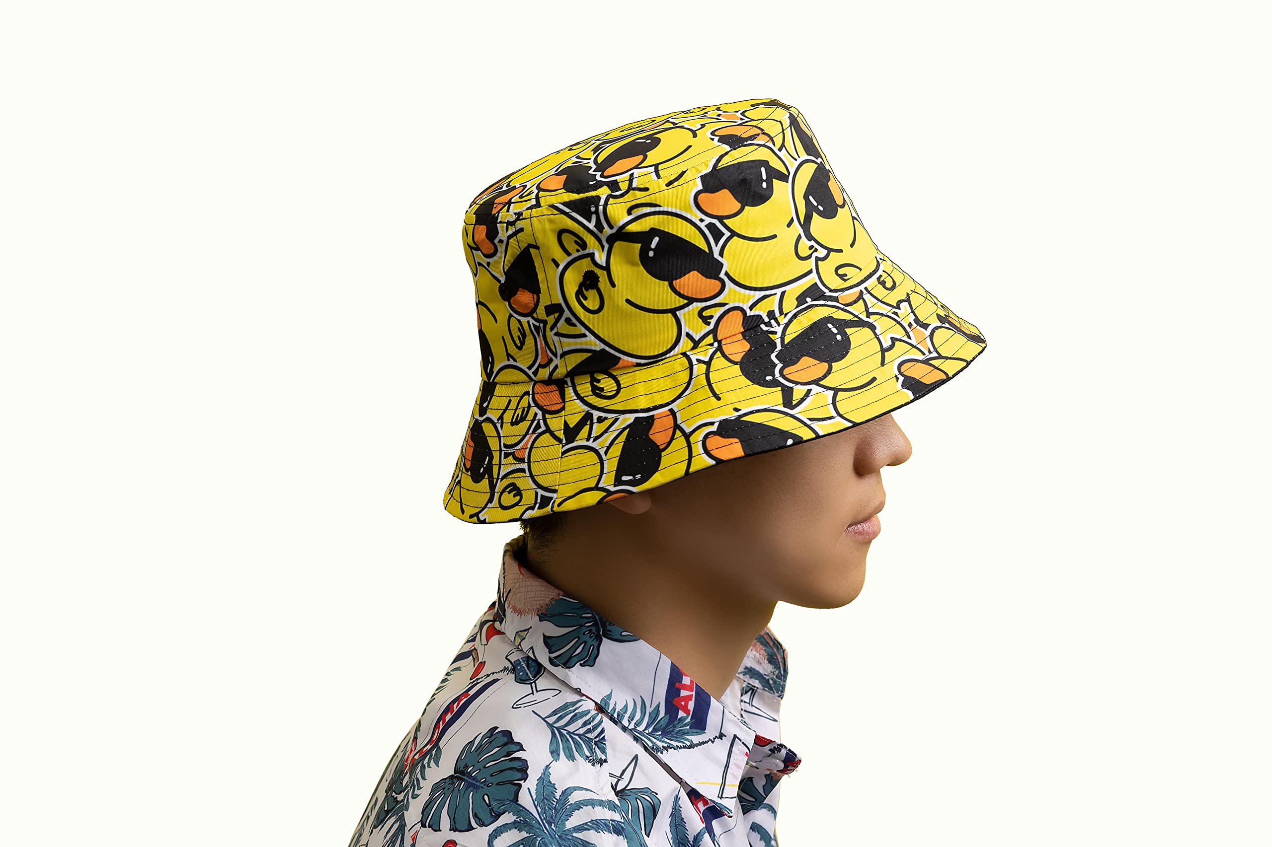 Funny Duck Bucket Hat Fisherman Hat Beach Travel Sun Hat Outdoor Cap for Unisex Men Women