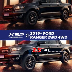 KSP Ranger Leveling Lift Kits, 2.5inch Front Strut Spacer Compatible with Ranger 2WD 4WD 2019-2022, Forged Aircraft Aluminum Suspension Level Kits Raise 2.5" on Pickup with 255/265/285 Tires