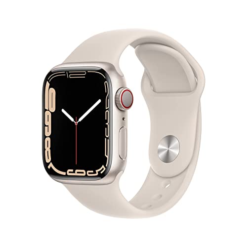 Apple Watch Series 7 (GPS + Cellular, 41mm) Starlight Aluminum Case with Starlight Sport Band, Regular (Renewed)