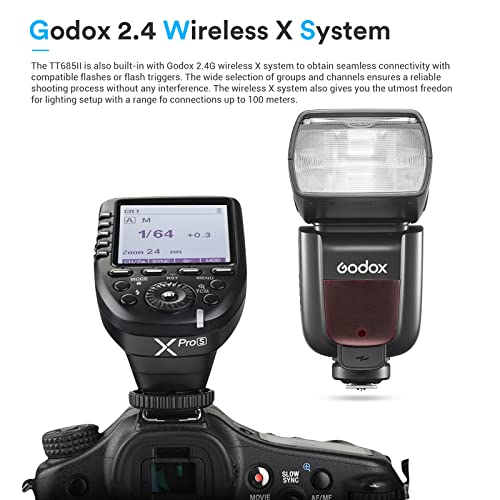 Godox TT685II-O TT685IIO Flash for Olympus, 2.4G Speedlight HSS 1/8000s Flash GN60, TCM Instant Conversion, Quick-Release Lock, TTL Flash Speedlite Compatible for Olympus Panasonic Cameras