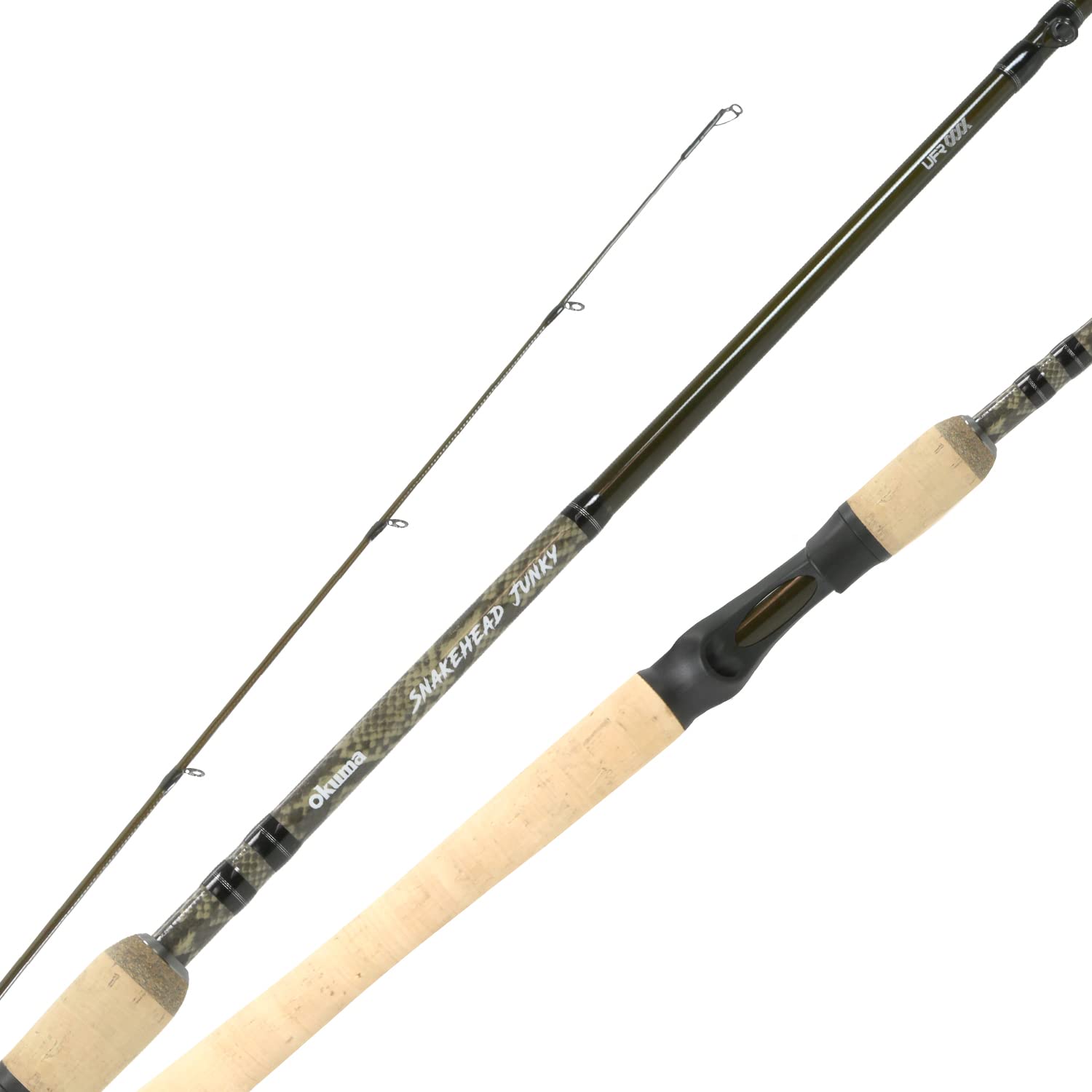 Okuma Fishing Tackle Snakehead Junky 24 Ton Carbon UFR Tip Durable Rod, SJ-S-661MH, Black, 6'6" MH