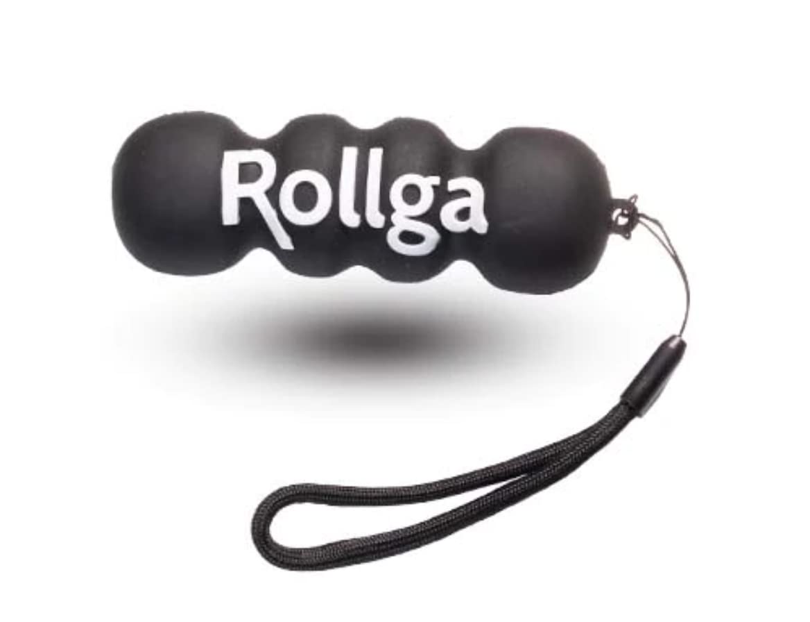 Rollga Micro Hand & Foot Roller for deep tissue massage and trigger point release, solid rubber, black color