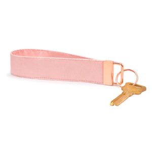 lnkre jewelry women pink fabric keychain wristlet - cute solid colored short strap lanyard for phone, camera, car key