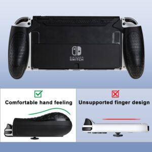 Ermorgen Dockable Case Compatible for Switch OLED Model 2021, Upgraded Protective Cover with Comfort TPU Long Grip (Excellent Touch) Shockproof Shell for Console and Joy-Con Controller -Black