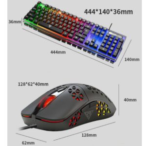 ZHAOXIAN Mechanical Keyboard and Mouse, Wired Gaming Keyboard Blue Switch 104 Keys Rainbow Backlit Keyboard and Wired Mouse 3200 DPI for PC Computer Gamer