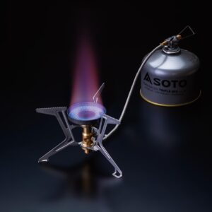 SOTO Fusion Trek Stove, Butane, Wind Resistant, Micro Regulator, 3 Legs, 3260 Energy Output, 16.9x5.5x3.9in, 6.4oz, Metal, Japan