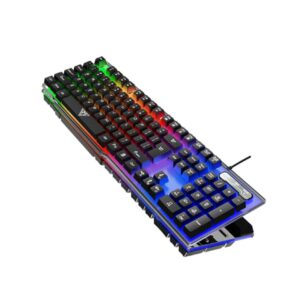 ZHAOXIAN Mechanical Keyboard and Mouse, Wired Gaming Keyboard Blue Switch 104 Keys Rainbow Backlit Keyboard and Wired Mouse 3200 DPI for PC Computer Gamer