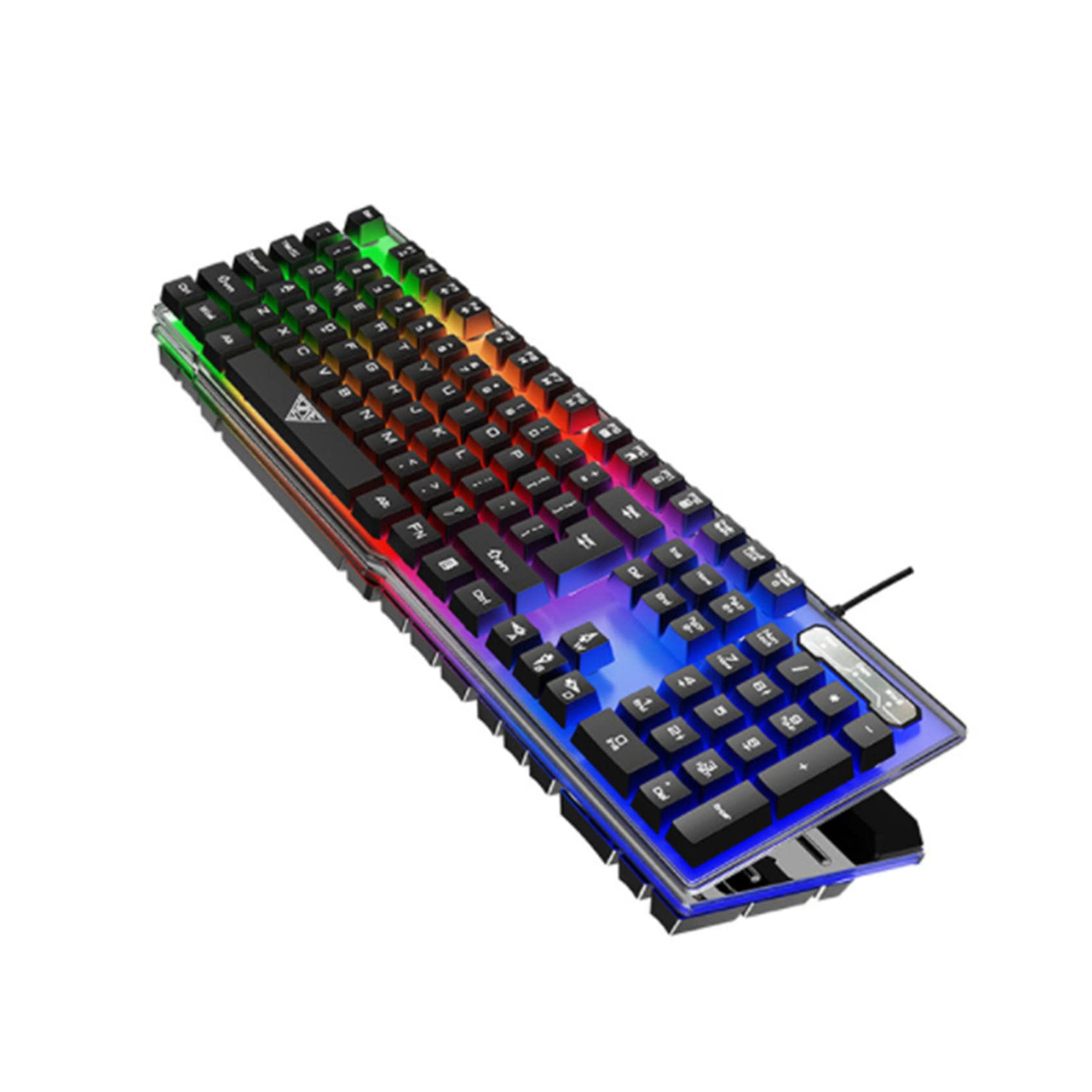 ZHAOXIAN Mechanical Keyboard and Mouse, Wired Gaming Keyboard Blue Switch 104 Keys Rainbow Backlit Keyboard and Wired Mouse 3200 DPI for PC Computer Gamer