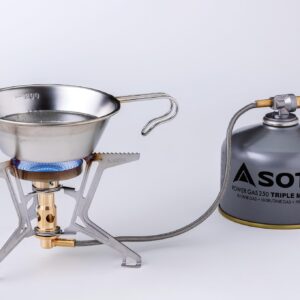 SOTO Fusion Trek Stove, Butane, Wind Resistant, Micro Regulator, 3 Legs, 3260 Energy Output, 16.9x5.5x3.9in, 6.4oz, Metal, Japan