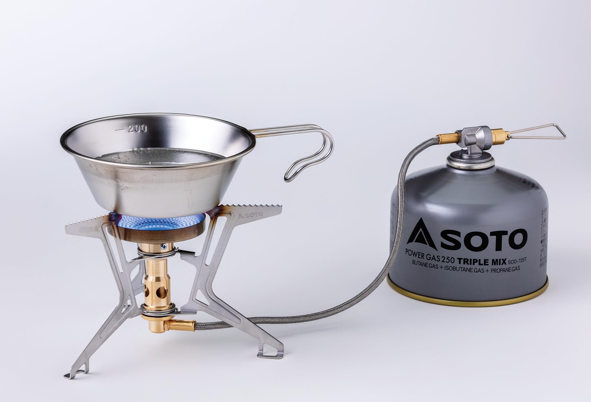 SOTO Fusion Trek Stove, Butane, Wind Resistant, Micro Regulator, 3 Legs, 3260 Energy Output, 16.9x5.5x3.9in, 6.4oz, Metal, Japan