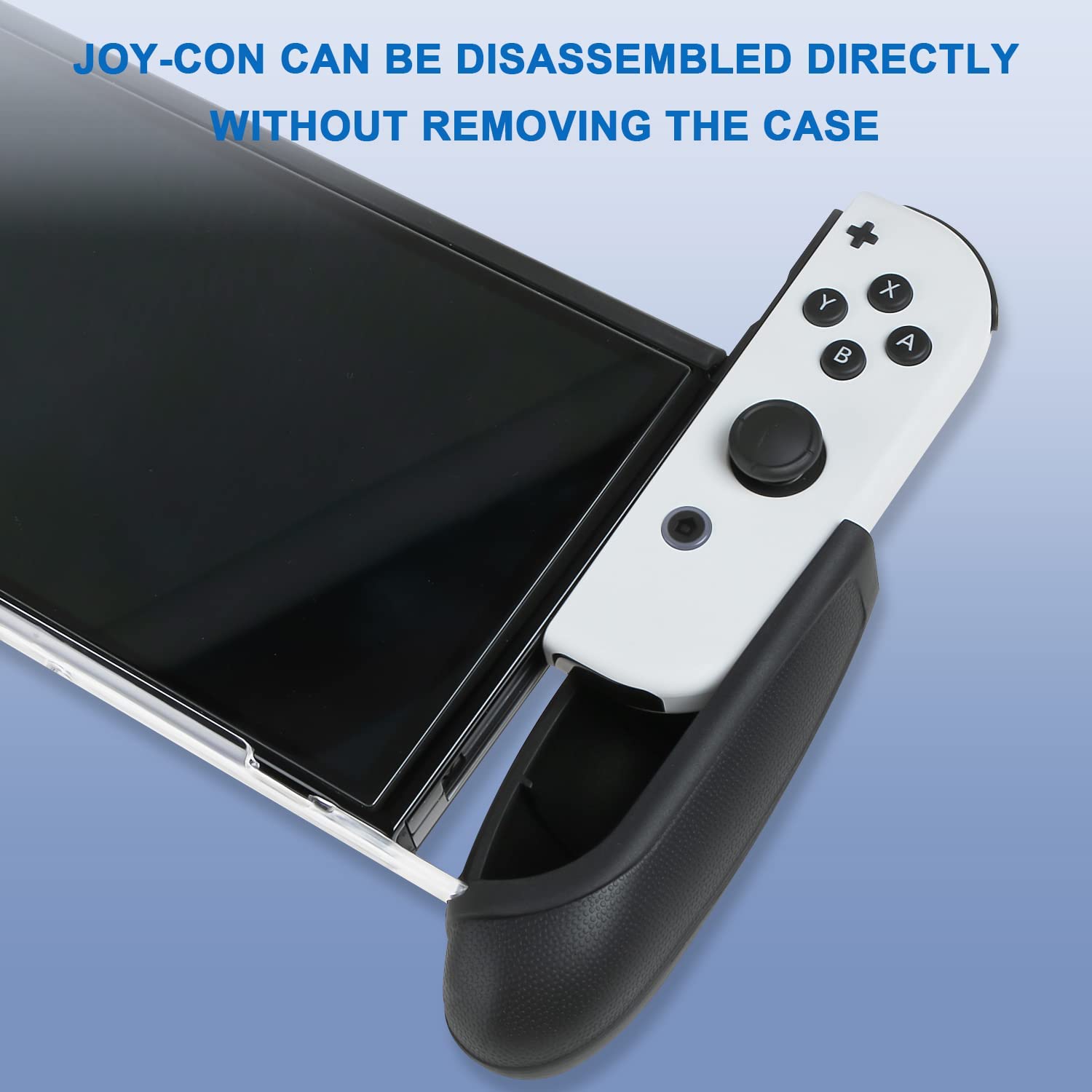 Ermorgen Dockable Case Compatible for Switch OLED Model 2021, Upgraded Protective Cover with Comfort TPU Long Grip (Excellent Touch) Shockproof Shell for Console and Joy-Con Controller -Black