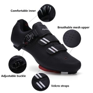 Mens Womens Cycling Shoes Compatible with Pelaton Bike Shoes Road Bike Shoes Riding Pre-Installed with Delta Cleats Clip Indoor Outdoor Pedal Size 10.5 Black