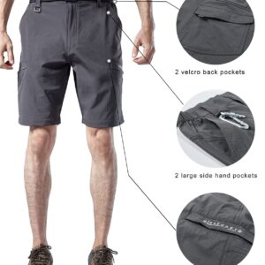 ROXJOURNEY Men's Hiking Shorts Quick Dry Lightweight Outdoor Sports Hiking Shorts Stretch Quick Dry Shorts with Pockets (XX-Large, Gray)