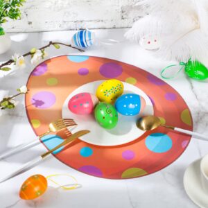 24 Pieces Easter Eggs Placemats Spring Easter Disposable Paper Table Mats Easter Eggs Shaped Party Supplies for Easter Party Funny Bunny Eggs Dinner Dining Table Decoration, 13 x 17 Inches