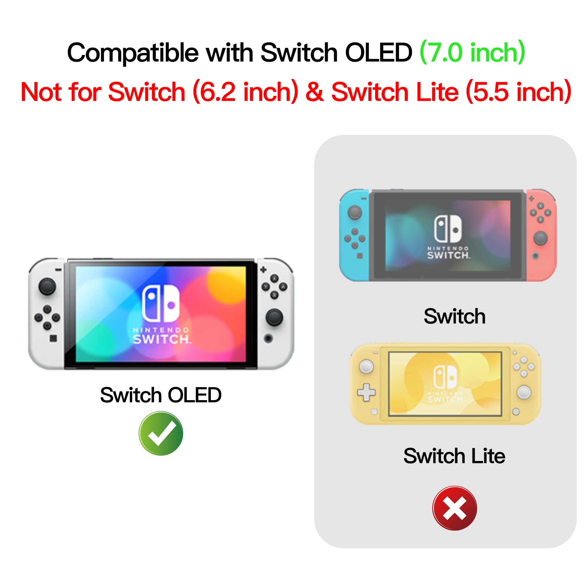 pzoz Dockable Case for Nintendo Switch OLED 2021, Ergonomic TPU Grip and PC Protective Cover Ultra-Thin Carrying Case Compatible with Nintendo Switch OLED 7 inch Console and Joy-Con Controller