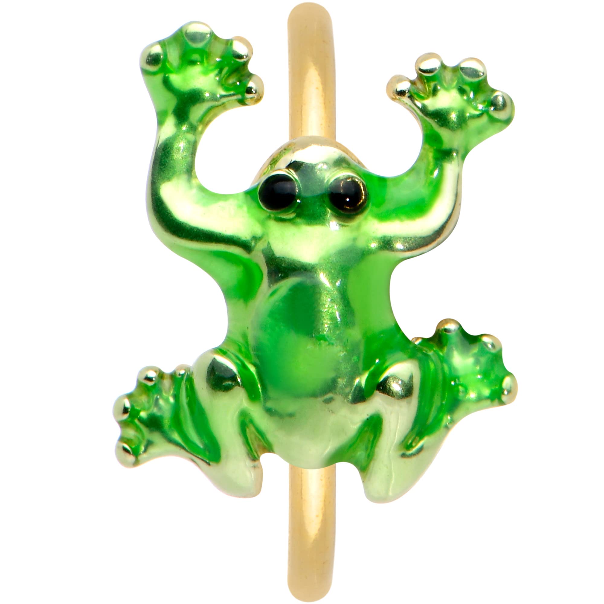 Body Candy Womens 20G Stainless Steel Nose Ring Green Tree Frog Nose Hoop Ring Circular Nose Ring 5/16”