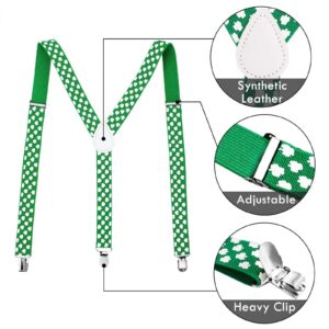 AMS St Patricks Day Suspenders Accessories Decor Women/Men' s Irish Green Party Decorations with a Bow-tie,a Tie,a Pair of Glasses (Set, Green)