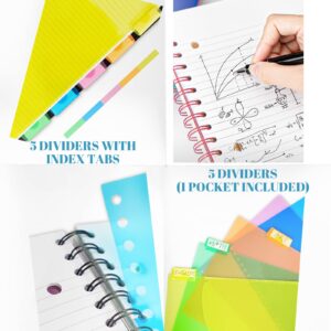 MOWEE Spiral Notebook - 5 Subject Notebook, College Ruled Notebook 3-Hole Punched With Dividers, Storage Pockets, 11" Ruler, 100 Sheets of 200 Pages, for Writing Journal, Home &Office, School