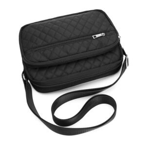 Black Quilted Crossbody Bags for Women Medium Nylon Crossbody Purse Stylish Travel Messenger Shoulder Bag Trendy Crossbody Purses Fashion Designer Cross Body Bag