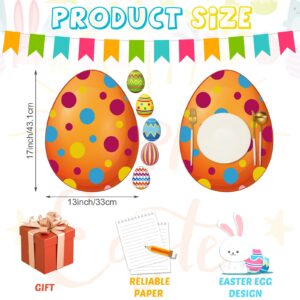 24 Pieces Easter Eggs Placemats Spring Easter Disposable Paper Table Mats Easter Eggs Shaped Party Supplies for Easter Party Funny Bunny Eggs Dinner Dining Table Decoration, 13 x 17 Inches