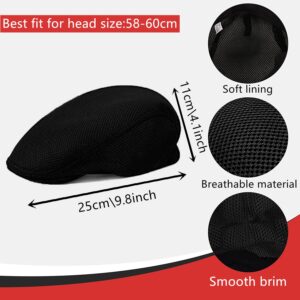 stablerice 4/6 Pieces Men's Mesh Flat Cap Breathable Summer Newsboy Hat for Men Ivy Cap Cabbie Flat Cap Boinas para Hombre (6 Color)