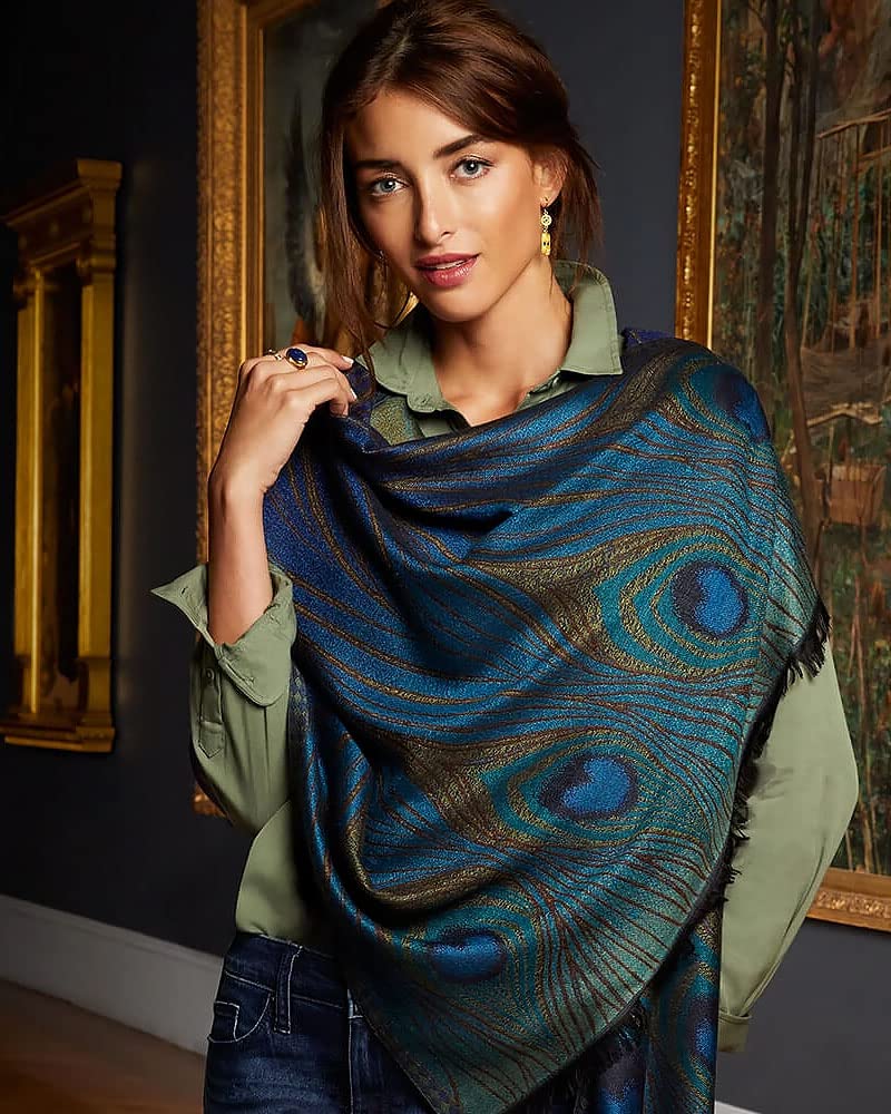 Metropolitan Museum of Art, Louis C. Tiffany, Peacock Feather Shawl/Scarf, 79 Inches x 28 Inches