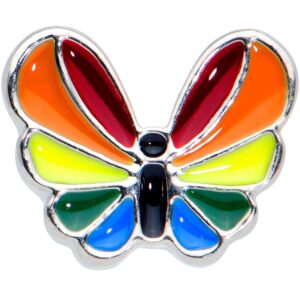 Body Candy Womens 20G Steel Nose Ring Pride Rainbow Butterfly Nose Stud Nose Bone Body Piercing Jewelry 1/4"