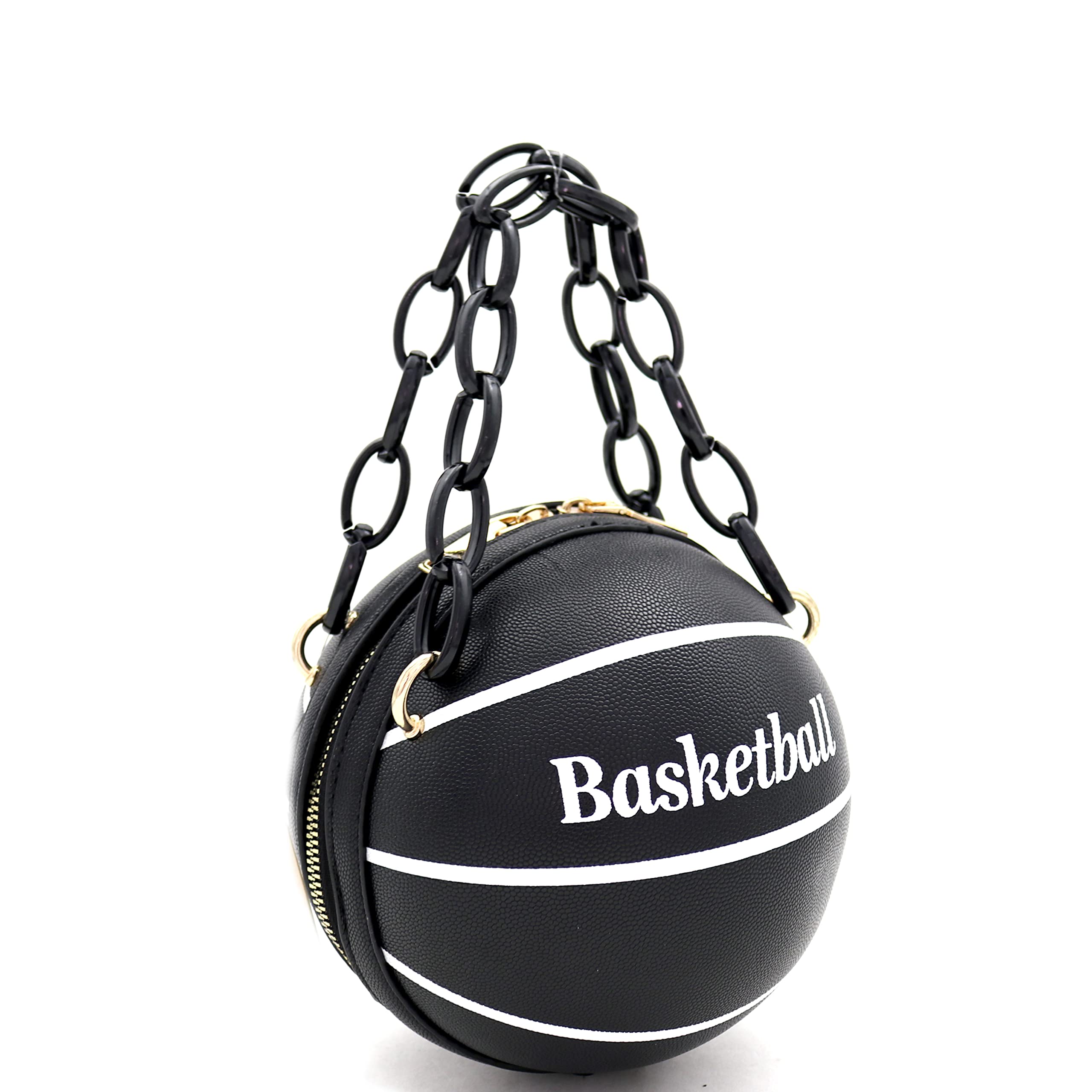 Multicolored Graffiti Print Round Ball Shape Unique Clutch Top-Handle Satchel Handbag (Ball Shape w/Plastic Chain (Smaller) - zBlack)