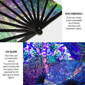 I Love Tribal House Hand Fan Foldable Bamboo Circuit Rave Hand Fans Heart Music Genre Rave Parties Gifts Festival Accessories (Pink)