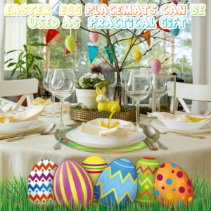 24 Pieces Easter Eggs Placemats Spring Easter Disposable Paper Table Mats Easter Eggs Shaped Party Supplies for Easter Party Funny Bunny Eggs Dinner Dining Table Decoration, 13 x 17 Inches