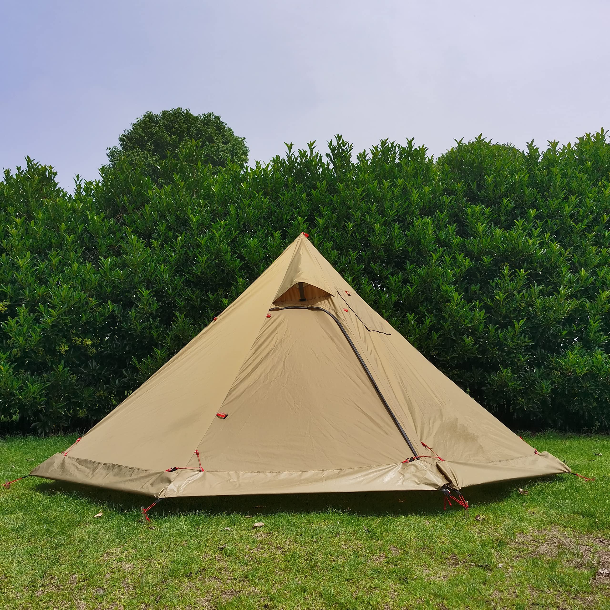 MCETO TX400PRO PyramidTeepee Hot Tent with Stove Jack,Snow Skirt for Winter Camping Hunting Backpacking (Brown)