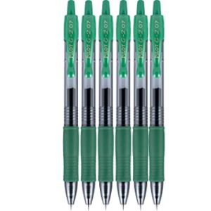 PILOT G2 Premium Refillable & Retractable Rolling Ball Gel Pens, Fine Point, Green Ink, 6 Pack