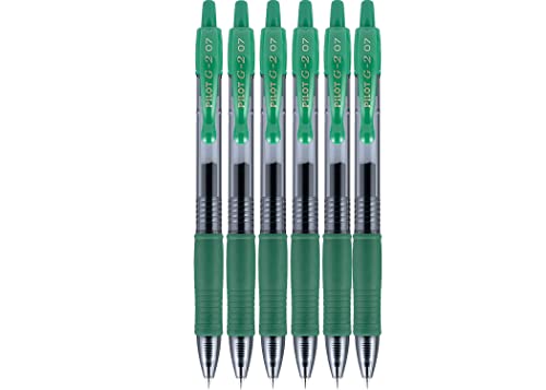 PILOT G2 Premium Refillable & Retractable Rolling Ball Gel Pens, Fine Point, Green Ink, 6 Pack